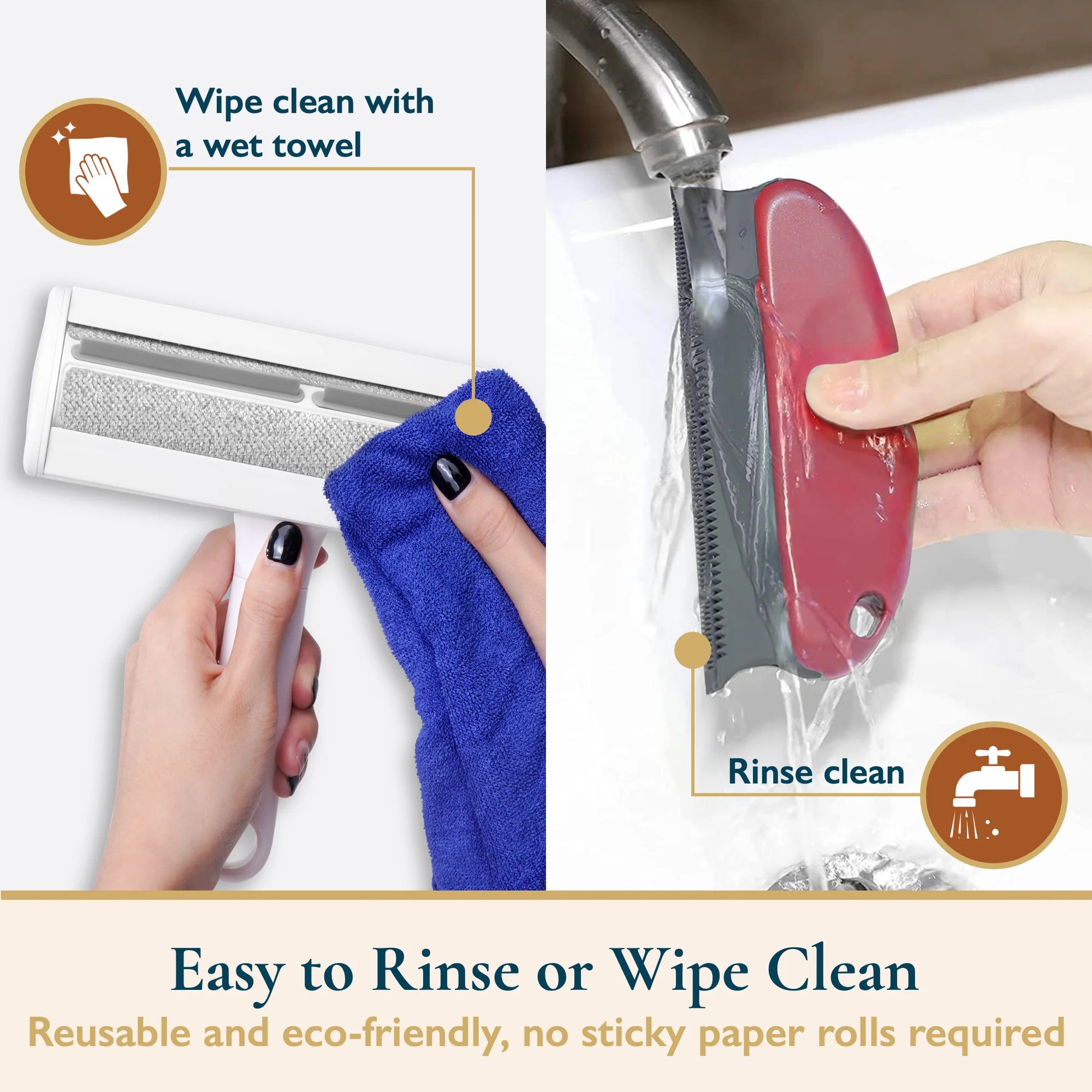 Pet Hair Remover Roller & Detailer Set, Reusable Dog & Cat Hair Remover for Couch, Carpet, Furniture, Bedding & Car