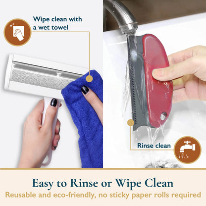 Pet Hair Remover Roller & Detailer Set, Reusable Dog & Cat Hair Remover for Couch, Carpet, Furniture, Bedding & Car